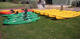 The competition for kayak hires can be intense, with large groups often arriving to take out the lot. Booking is highly recommended to avoid any disappointment.